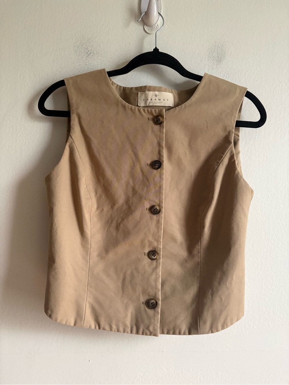 Faraway Sz S (42) Tan Cotton Structured Tailored Vest - Picture 2 of 9